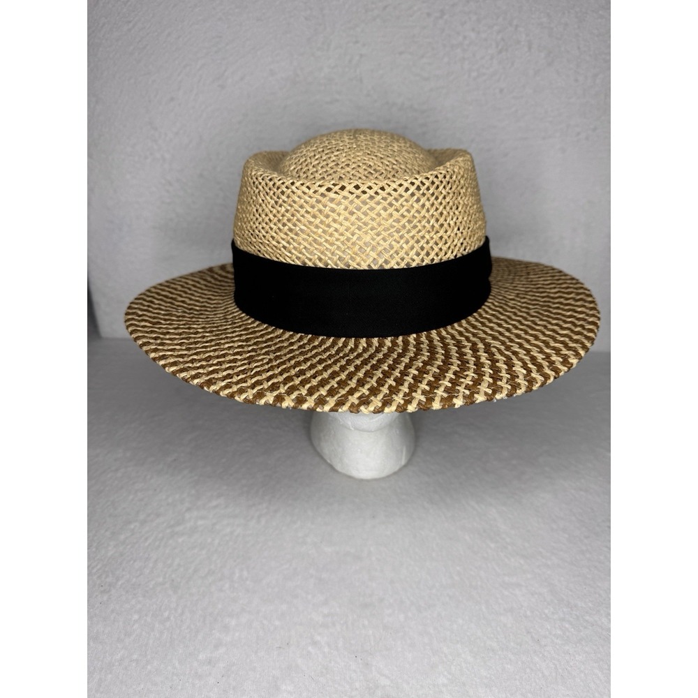 Walter Hagen Golf Straw Fedora Hat One Size Tan Brown Wide Brim
